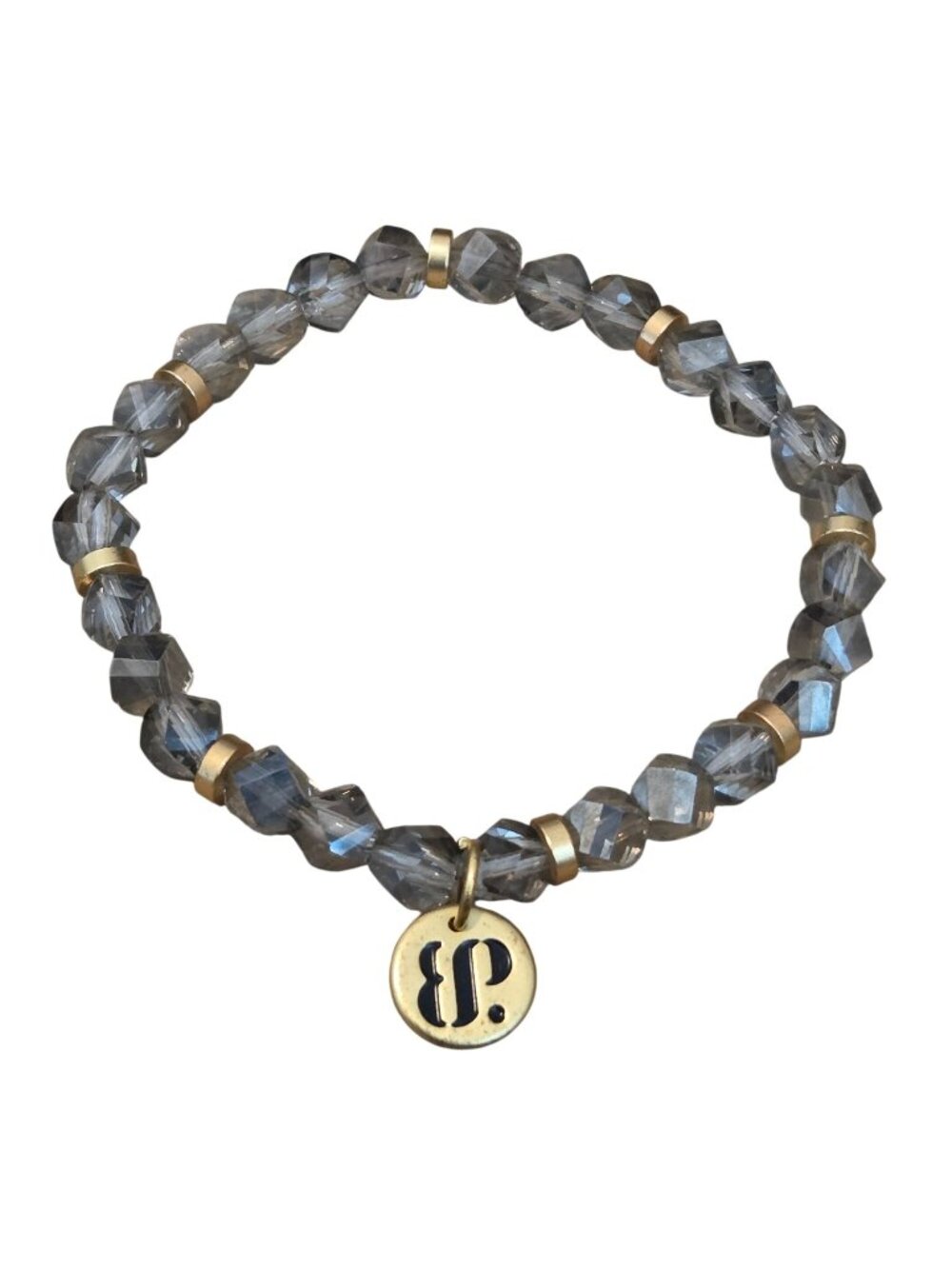 Bomb Party 2022 Holiday Stacks Single Faux Smokey Quartz Gray Beaded Bracelet